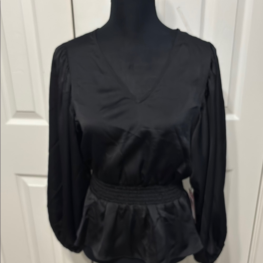 Vince Camuto Smocked Balloon Sleeve Peplum Blouse